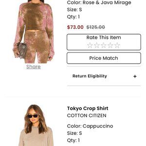 2 Cotton Citizen Crop Shirts Size Small